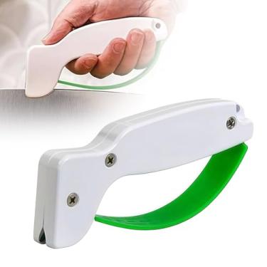 Imagem de Afiador de facas rápido para cozinha, afiador de lâmina de carboneto portátil, design seguro e fácil de puxar para chef, bolso e facas serrilhadas - branco