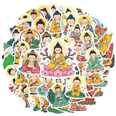 Imagem de 50 peças de adesivos de brinquedo de meditação de Buda, paz harmonia, espiritualidade, adesivo de PVC espiritual para guitarra, faça você mesmo, bicicleta, skate, laptop, bagagem, decoração, telefone