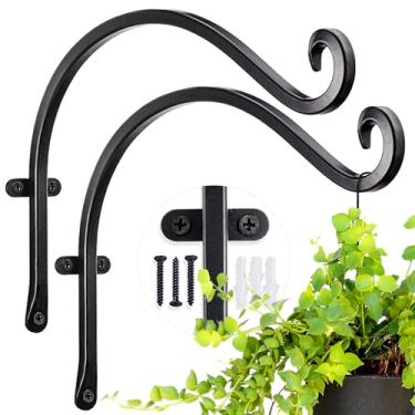 Imagem de AJART Cabide para pendurar plantas ao ar livre: ganchos de parede alimentadores de pássaros de 30 cm - gancho de metal preto para pendurar cestas de flores