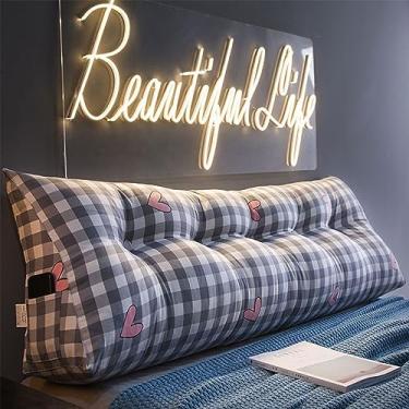 Imagem de BAGASI Almofada grande de leitura, almofada de cabeceira de veludo, encosto triangular, descanso de cama, cama, beliche e dormitório, suporte para as costas com capa removível, A, 60 x 50 x 20 cm