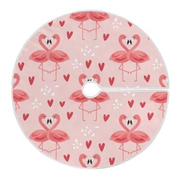 Imagem de Blueangle Saia de árvore de flamingos rosa para dia dos namorados de 90 cm - decoração de árvore de feriado de poliéster macio e resistente a rugas (277)