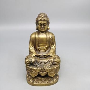 Imagem de FENNYYAR Estátuas de Buda Shakyamuni Buda Tathagata de bronze, 13 cm, escultura de Buda para decoração de mesa de escritório em casa