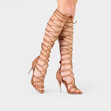 Imagem de Sandália Couro UZA Salto Fino Gladiadora por Lalá Rudge Feminina-Feminino