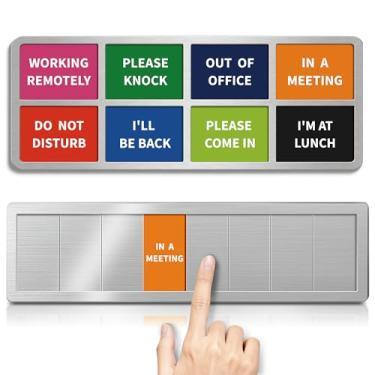 Imagem de Placas de porta de escritório, 8 opções - Não perturbe, fora do escritório, em uma reunião, trabalho remoto, por favor, bata, eu vou voltar, entrar, estou no almoço, placas de privacidade para