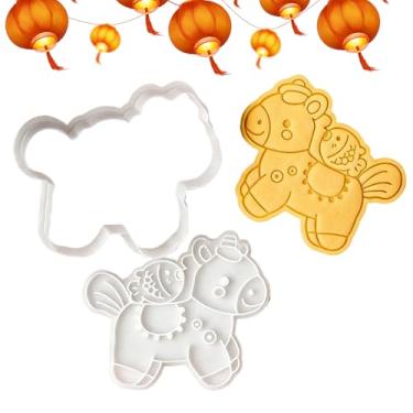 Imagem de Forma de biscoito – Moldes de cozimento de fácil liberação para cavalos | Modelador de biscoito de ano novo chinês de 2026, para pastelaria, sobremesa, festa, festival, primavera, casa, padaria