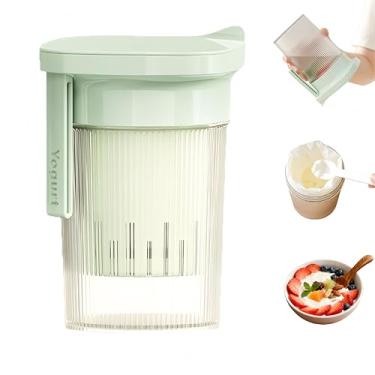Imagem de Coador de iogurte portátil de 900 ml, filtro compacto de iogurte grego com separador de soro de leite para queijo e leite de soja, à prova de vazamentos e fácil de transportar (verde)