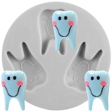 Imagem de MYPRACS Molde de silicone para fondant de dentes para decoração de bolos de açúcar, topo de cupcake, pasta de goma de chocolate, argila de polímero