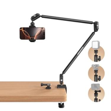 Imagem de CAMBOFOTO Braço mágico de 84 cm com braçadeira de mesa, suporte para câmera aérea, suporte de telefone de mesa, braço articulado extralongo com parafuso de 0,6 cm, para telefone, microfone, luz