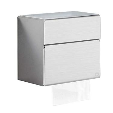 Imagem de Dispenser de Papel Toalha Compartimento Duplo Montado na Parede Aço Inoxidável Suporte Tecido com Prateleira Superior para Celular Banheiro Cozinha Es