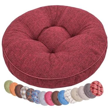 Imagem de Yadlan Almofadas redondas para cadeiras internas e externas 40.6 cm/45.7 cm/50.8 cm, almofada de assento redonda acolchoada de 8 cm de espessura, almofadas de cadeiras grossas para jantar, almofadas