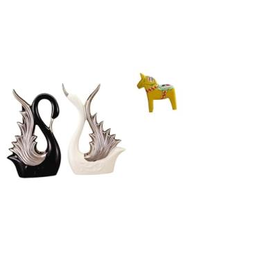 Imagem de Whtkoph Elegante Escultura de Cisne em Cerâmica, Peça Colecionável para Estante, Aniversário, Lareira, de Entrada, Armário E Decoração de Casa.