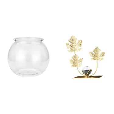 Imagem de Whtkoph Pequeno Aquário Transparente, Ornamento Transparente, Tigela, Vaso, Mesa, Quarto, Escrivaninha, Sala de Estar, Decoração de Casa, Estátua de Folha