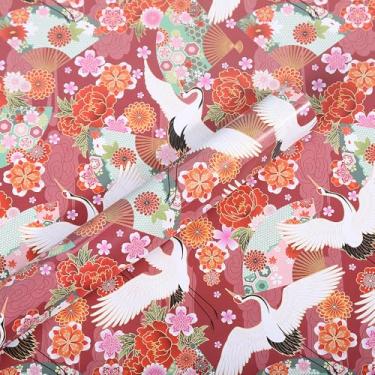 Imagem de Geluode Papel de embrulho japonês, guindastes estilo japonês, flor vinho tinto, vinho, papel de embrulho para presente, 4 folhas dobradas planas, 51 x 71 cm para aniversário, casamento, chá de bebê