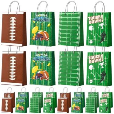 Imagem de 16 peças de sacos de lembrancinha de festa de futebol com sacola, sacos de presente de futebol de rúgbi para decorações de festa de aniversário de super futebol