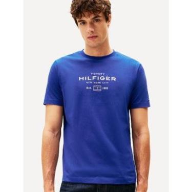 Imagem de Camiseta Tommy Hilfiger Masculina Center New Stack Azul Royal-Masculino