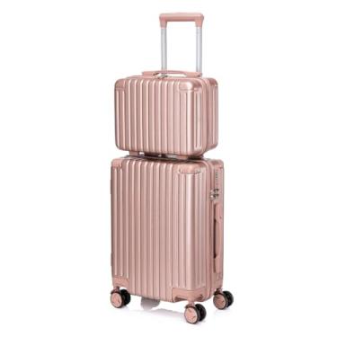 Imagem de Conjunto Mala de Bordo 10kg + Frasqueira ABS com Cadeado TSA – Rodas Duplas 360° – Kit Viagem Completo(Rosé,57×36×23cm)