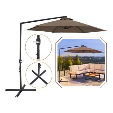 Imagem de Guarda Sol Suspenso De Piscina Jardim Bel Marrom 3m Gira 360