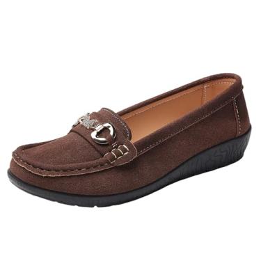 Imagem de Tênis feminino leve antiderrapante plataforma casual sem cadarço verão confortável, Marrom, 35