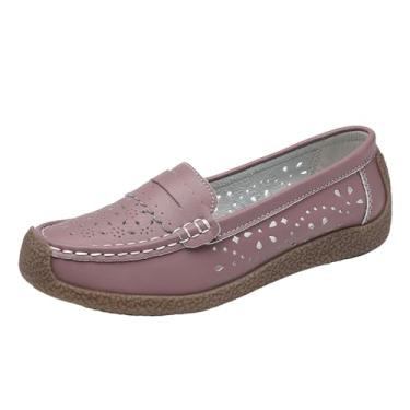 Imagem de Tênis feminino casual casual de verão sem cadarço leve plataforma antiderrapante, rosa, 36