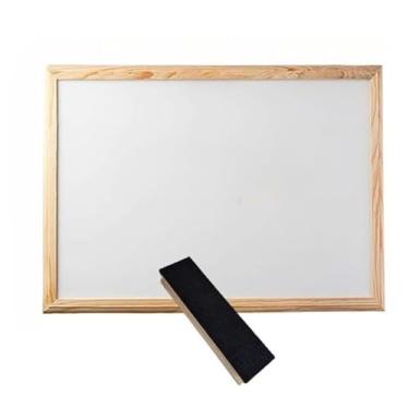 Imagem de Quadro Lousa Escolar Branco Moldura em Madeira| Para Escritório, Planejamento Familiar, Cursos e Estudos em Casa(60x40 Branco com Apagador)