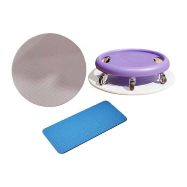 Imagem de KiBcsLic Disco de rolo abdominal com apoio para os joelhos, rolo abdominal de seis rodas antiderrapante para exercícios, roda muscular para treino, Roxo