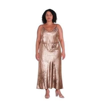 Imagem de City Chic Vestido feminino plus size - Mariam Maxi, Dourado, 50