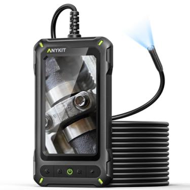 Imagem de Anykit Câmera de inspeção de boroscópio com luz, câmera endoscópica industrial com sonda fina de 0,3 cm, câmera de cobra digital de tela HD de 4,3 polegadas, cabo semirrígido para cano, motor, parede