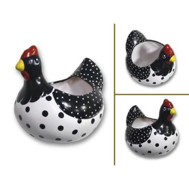 Imagem de GALINHA ANGOLA PORTA OVOS CERÂMICA ENFEITE DE MESA FRUTEIRA Cor:PRETA 