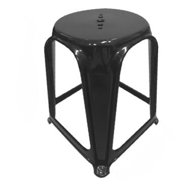 Imagem de Kit de 4 Banquinhos de Plástico para Adultos - 45cm de Altura, Cor Rosa, Ideal para Casa, Eventos e Espaços Residenciais, Práticos e Leves (Preto)