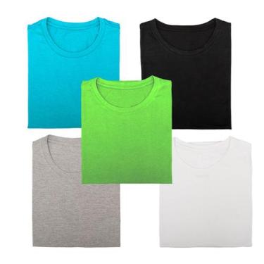Imagem de Kit 5 Camisetas Slim Premium 100% Algodão Original Luau , GG