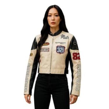 Imagem de Jaqueta Feminina Couro Fake Modelo Motoqueira Curta Muts-Feminino