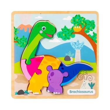 Imagem de Quebra-Cabeça De Dinossauro De Madeira Para Crianças, Educação Infanti