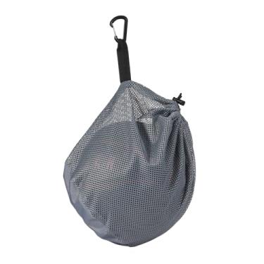 Imagem de Bolsa de bola única com bolso com zíper, 25,4 x 30,5 cm bolsa de bola de malha com cordão para armazenamento de equipamentos esportivos com clipe de fivela para transporte de basquete, futebol, vôlei