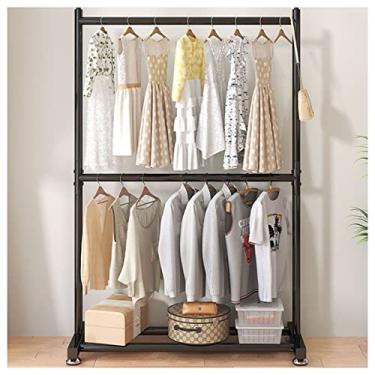 Imagem de Cabide duplo - Suporte de roupas ajustável para organizar casacos, saias e suéteres - Solução de armazenamento de roupas para pendurar resistente - 100 cm
