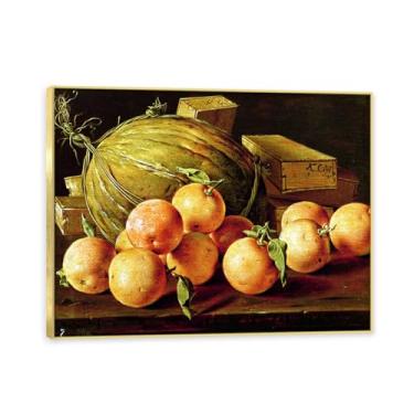 Imagem de Moldura dourada. Arte vintage emoldurada de frutas mortas, pintura clássica de cozinha country, decoração de parede de casa de fazenda quente para sala de jantar e cozinha. A86. 30x40cm-11,8x15,7 pol.