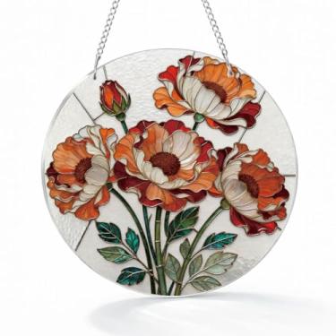 Imagem de Linda decoração de janela floral, apanhador de sol para pendurar em janela de acrílico, decorações de jardim para casa, enfeites de Natal para Dia das Mães, Dia dos Namorados, presentes de inauguração