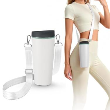 Imagem de Alça para garrafa de água compatível com Owala Smoothsip Slider 340 g 567 g caneca de café e 340 g 680 g com alça, alça de ombro resistente ajustável, estilingue, pendurar, transporte transversal para