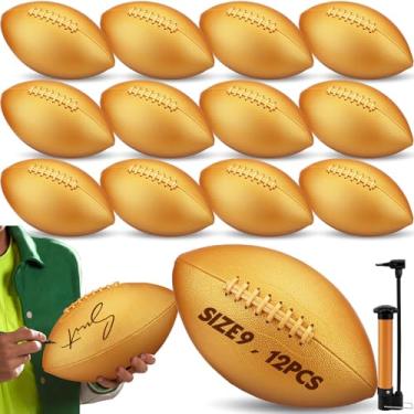 Imagem de Soulchen 12 peças tamanho oficial autografado futebol a granel com bomba de ar futebol para autógrafos, troféu personalizado, presente de treinador, campeonato, festa de aniversário, jogo de rúgbi