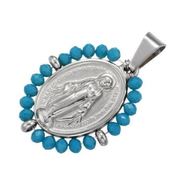 Imagem de Colar Com Pingente De Nossa Senhora Arco-Íris Dourado Para Mulheres, G