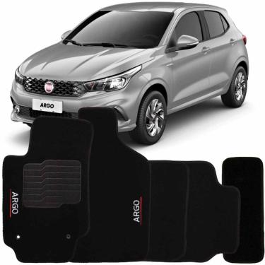 Imagem de Tapete Carpete Argo 2017 à 2025 Preto Logo Bordado Jogo 5 Peças Personalizado Automotivo
