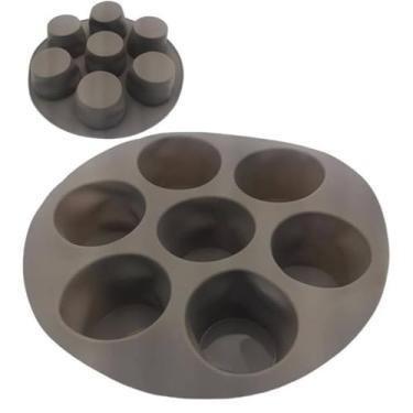 Imagem de Forma de Silicone para Cupcake Air Fryer com 7 Cavidades, Antiaderente, 21cm Diâmetro, Vermelha e Cinza Sortida