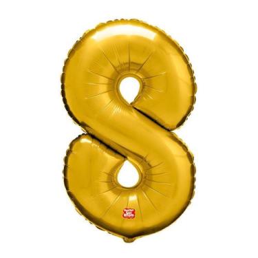 Imagem de Balão Metalizado Números 28" 70cm - Dourado - 01 unidade - Balões São 