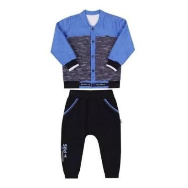 Imagem de Conjunto Luxo Bebê Menino Invern Calça Moletom Paraiso 14636-Masculino