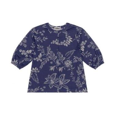 Imagem de Camisa Plus Size Feminina Manga 3/4 Secret Glam Azul-Feminino