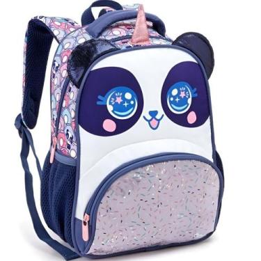 Imagem de Mochila De Costas Escolar Infantil Feminina Panda Gatinho Fofos Com Ch