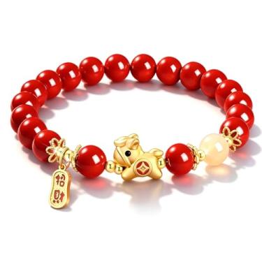 Imagem de Embtrem Pulseira de Ano Novo do Cavalo 2026 Pulseiras com Contas de Cristal Vermelho Pingente de Cavalo Zodíaco Chinês Proteção Feng Shui Joias da Sorte para Mulheres Unissex Presentes de Ano Novo