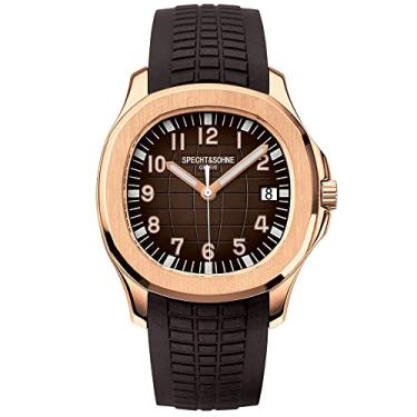 Imagem de Relógios masculinos Specht & Söhne Japão Miyota 8215 Movimento Sport Movt Clássico Automático Mecânico Relógio de Pulso Masculino Pulseira de Borracha Impermeável 40 mm, Ouro rosa, Casual e moderno