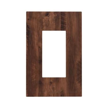Imagem de Capa de interruptor de luz rústica marrom grão de madeira vintage 1 gangue único balancim placa de parede decorativa placa frontal para banheiro cozinha decoração de quarto 12 x 7 cm