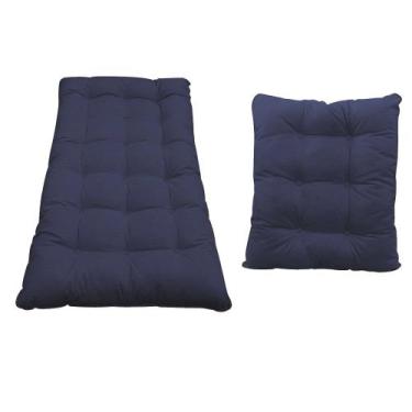Imagem de Kit Almofadas para Poltrona e Puff Costela Corano Azul Marinho - Doce 