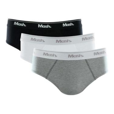 Imagem de Kit C/9 Cuecas Mash Slip Ref. 010.04, Cinza, Claro, Preto, Branco, GG